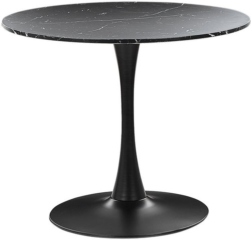 Kulatý jídelní stůl 90 cm s mramorovým efektem černý BOCA, 312124 - Jídelní stůl - Main image