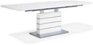 Rozkládací bílý jídelní stůl se základnou s nerezové oceli 180/220 x 90 cm  HAMLER, 127843 - Jídelní stůl