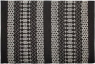 Kožený koberec 140 x 200 cm černý s béžovou SOKUN, 181571 - Koberec