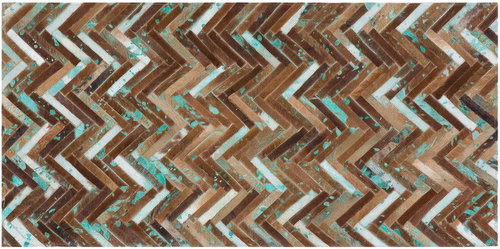 Patchwork koberec z hovězí kůže v hnědo-modrých odstínech 80x150 cm AMASYA, 57130 - Koberec - Main image