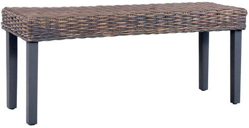 Lavice 110 cm šedá přírodní kubu ratan a masivní mangovník - Lavice - Main image