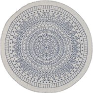 Okrúhly obojstranný modro-biely koberec, priemer 140 cm YALAK, 142315 - Koberec