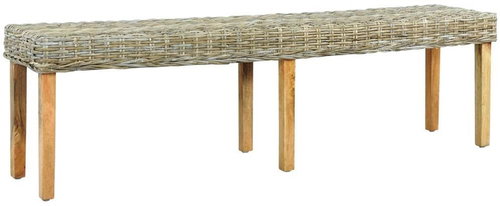Lavice 160 cm přírodní kubu ratan a masivní mangovník - Lavice - Main image