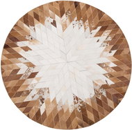 Hnědo-bílý kožený koberec, ? 140 cm KELES, 160473 - Koberec