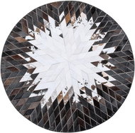 Černo-bílý kožený koberec, ? 140 cm KELES, 160474 - Koberec