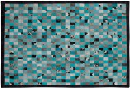  Tyrkysový / šedý kožený koberec 160 x 230 cm NIKFER, 182112 - Koberec