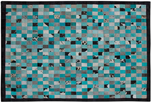  Tyrkysový / šedý kožený koberec 160 x 230 cm NIKFER, 182112 - Koberec - Main image