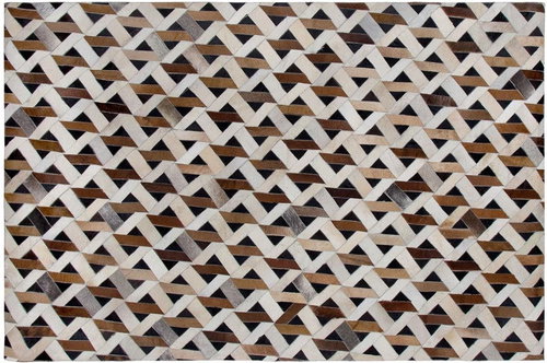 Kožený koberec hnědý s šedou TUGLU 160 x 230 cm, 182121 - Koberec - Main image