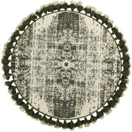 Kulatý koberec se střapci o 120 cm krémově zelený KAHTA, 182302 - Koberec