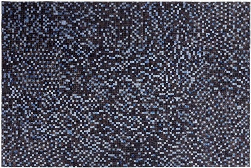 Kožený koberec 140 x 200 cm hnědo-modrý IKISU, 200525 - Koberec - Main image