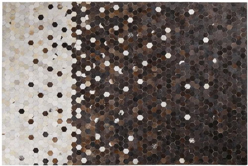 Kožený patchworkový koberec 140 x 200 cm hnědočerný EYIM, 200551 - Koberec - Main image