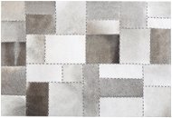 Kožený koberec patchwork hnědo šedáý 160 x 230 cm PERVARI, 200898 - Koberec