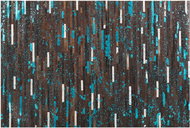 Kožený koberec 160 x 230 cm hnědo-modrý KISIR, 200984 - Koberec