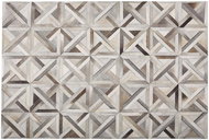 Kožený patchworkový koberec 140 x 200 cm hnědý a béžový TAYTAN, 236737 - Koberec