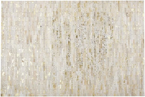 Kožený patchworkový koberec 140 x 200 cm zlato-béžový TOKUL, 238552 - Koberec - Main image