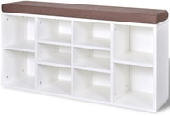 Lavička s botníkem, 10 přihrádek, bílá - Botník