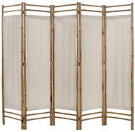 Skládací 5dílný paraván bambus a plátno 200 cm - Paraván
