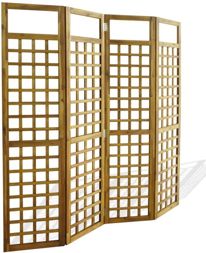 Four-part Screen/Trellis of Solid Acacia 160 x 170cm - Room Divider - Main image