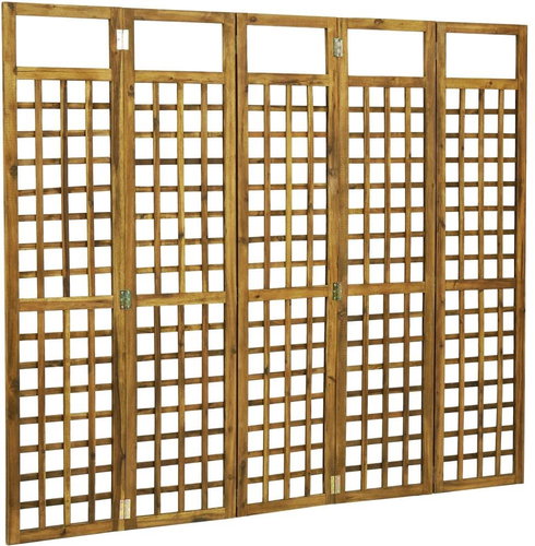 5-piece Screen/Trellis Solid Acacia Wood 200 x 170cm - Room Divider - Main image