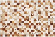 Kožený patchworkový koberec 160 × 230 cm hnedo-biely CAMILI, 225634 - Koberec