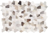 Kožený koberec patchwork 140 x 200 cm šedý a béžový VARTO, 237751 - Koberec