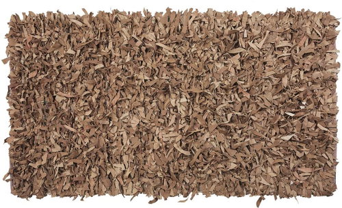 Béžový shaggy kožený koberec 80x150 cm MUT, 57765 - Koberec - Main image