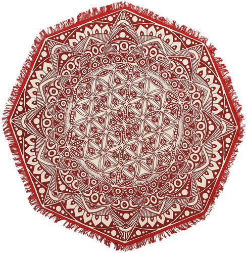 Koberec osmiúhelníkový o 120 cm orientální styl, barva červená a krémová MEZITILI, 182281 - Koberec - Main image
