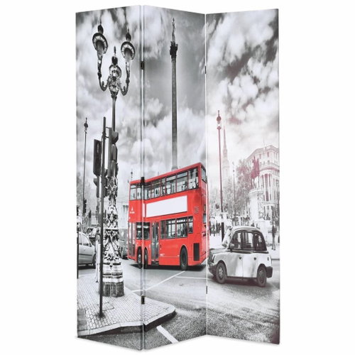 Folding Screen 120 x 170cm London Bus Black and White - Room Divider - Main image
