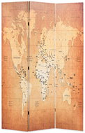 Folding Screen 120 x 170cm Yellow World Map - Room Divider