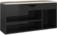 Botník s poduškou černý lesklý 104 x 30 x 49 cm dřevotříska, 326757 - Botník