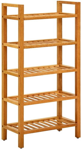 Botník s 5 policemi 50 x 27 x 100 cm masivní dubové dřevo, 331747 - Shoe Rack - Main image