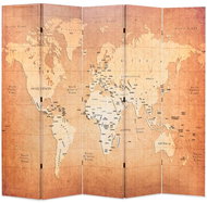 Folding Screen 200 x 170cm World Map Yellow - Room Divider