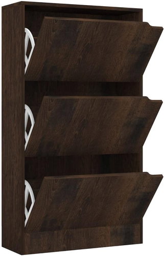 Botník s 3 dvierkami dymový dub 59 × 24 ×105 cm drevotrieska, 338129 - Botník - Hlavný obrázok