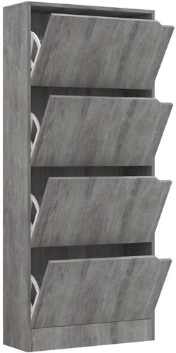 Botník se 4 dvířky betonově šedý 59 x 24 x 136 cm dřevotříska, 338133 - Botník - Main image