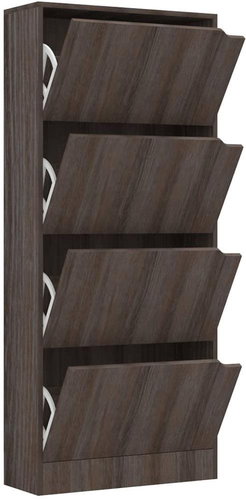 Botník se 4 dvířky šedý dub sonoma 59 x 24 x 136 cm dřevotříska, 338135 - Shoe Rack - Main image