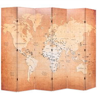 Folding Screen 228 x 170cm World Map Yellow - Room Divider