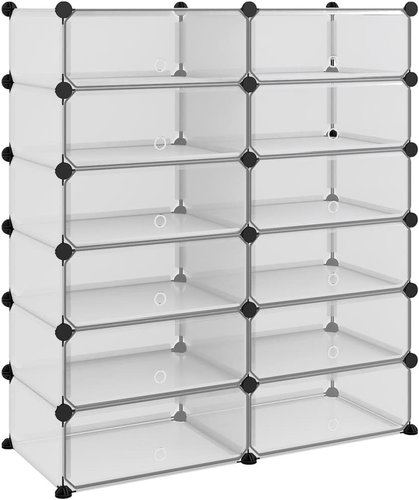 Shoe rack transparent 94,5 x 36,5 x 106 cm PP, 340564 - Shoe Rack - Main image