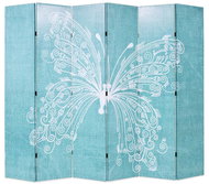 Folding Screen 228 x 170cm Butterfly Blue - Room Divider