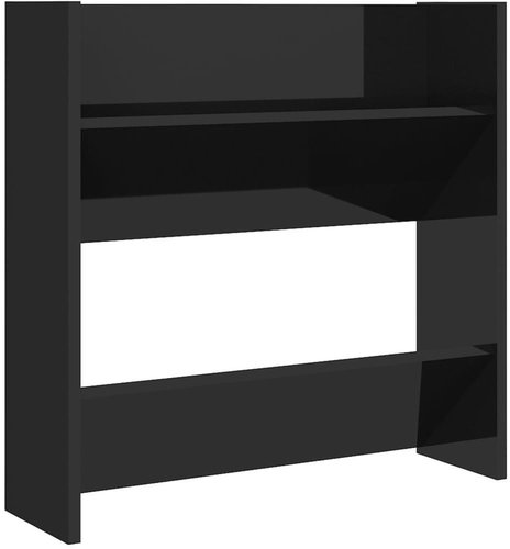 Nástěnný botník černý s vysokým leskem 60x18x60 cm dřevotříska, 806735 - Botník - Main image