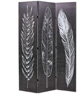 Folding Screen 120 x 170cm Black and White Feathers - Room Divider