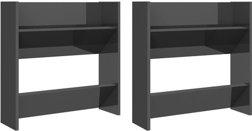 Nástěnné botníky 2 ks šedé vysoký lesk 60x18x60 cm dřevotříska, 806739 - Shoe Rack - Main image