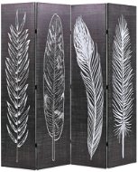 Folding Screen 160 x 170cm Black and White Feathers - Room Divider