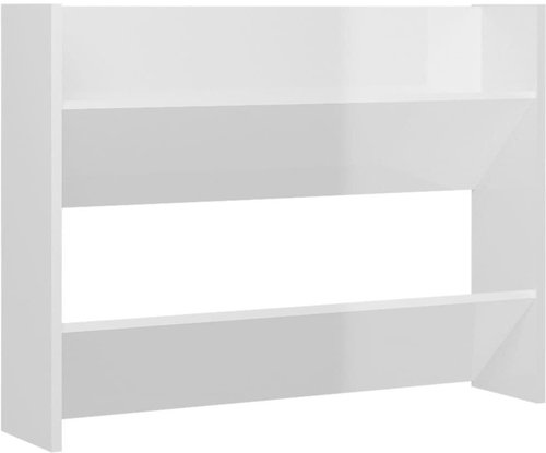 Nástěnný botník bílý s vysokým leskem 80x18x60 cm dřevotříska, 806753 - Shoe Rack - Main image