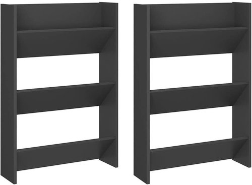 Nástěnné botníky 2 ks šedé 60 x 18 x 90 cm dřevotříska, 806764 - Shoe Rack - Main image