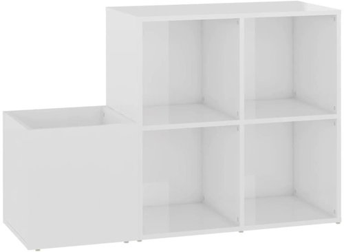 Botník do předsíně bílý vysoký lesk 105x35,5x70 cm dřevotříska, 808257 - Botník - Main image