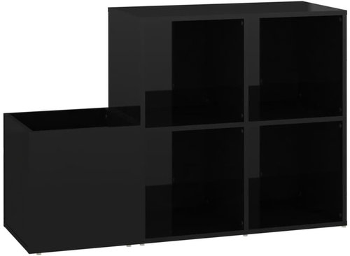 Botník do předsíně černý vysoký lesk 105x35,5x70 cm dřevotříska, 808258 - Botník - Main image