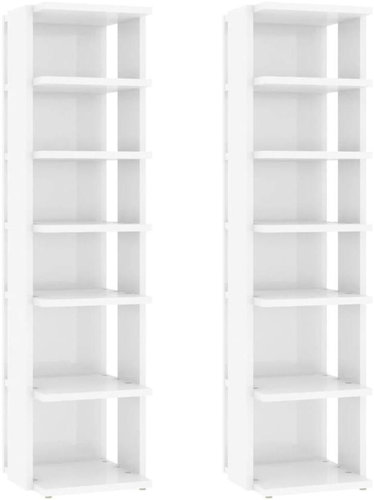 Botníky 2 ks bílé s vysokým leskem 25 x 27 x 102 cm, 808498 - Shoe Rack - Main image