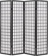 Folding 4-piece Screen in the Japanese Style 160 x 170cm Black - Room Divider
