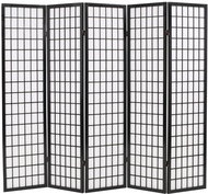 Folding 5-piece Screen in the Japanese Style 200 x 170cm Black - Room Divider