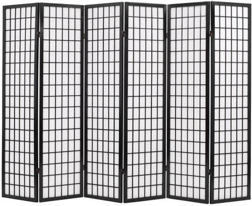 Folding 6-piece Screen in the Japanese Style 240 x 170cm Black - Room Divider - Main image